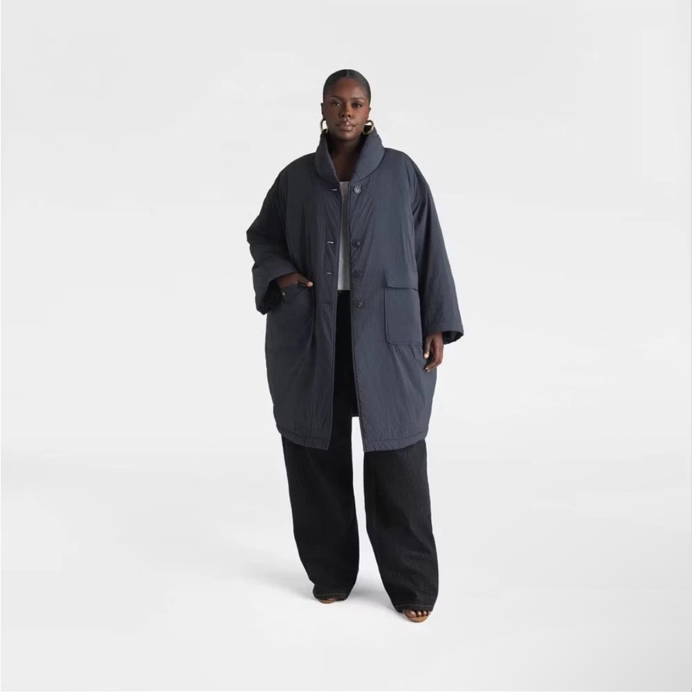 KBB by KAHLANA Women's 'The Duvet Trench Coat' - Navy Blue XXL